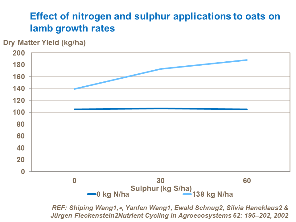 Effect of nitrogen and sulphur applications to oats on lamb growth rates